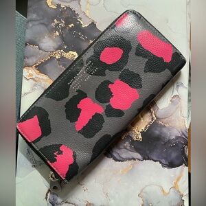 Marc by Marc Jacobs Neon Pink and Black Animal Print Wallet